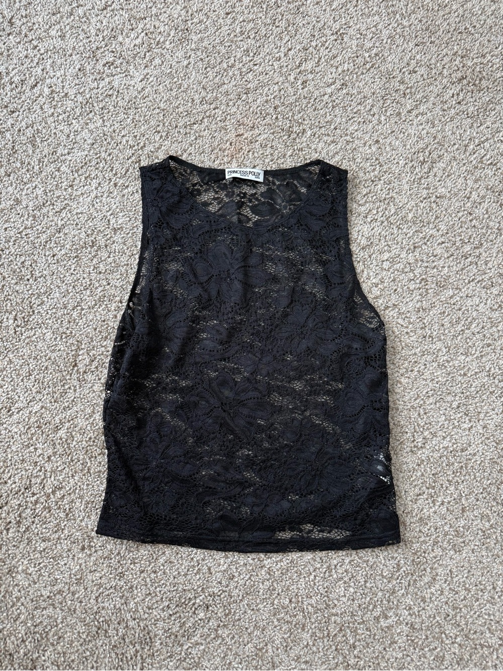 Princess Polly Black Floral Lace Camisole